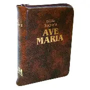 Biblia Ave Maria (capa marrom c/ ziper)