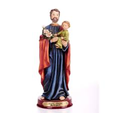 Imagem resina São José c/ menino Jesus 20cm