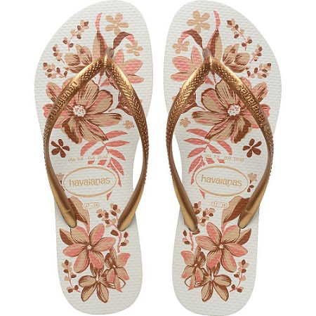 Sandalia Havaiana Slim Organic Branco/Dourado