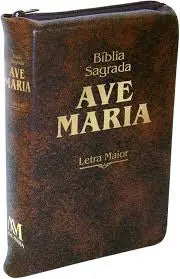 Biblia Ave Maria Letra Maior (capa marrom c/ ziper)