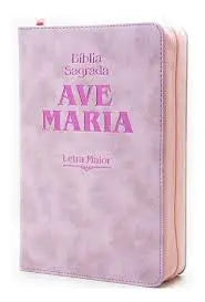 Biblia Sagrada Ave Maria Letra maior (capa rosa c/ ziper)
