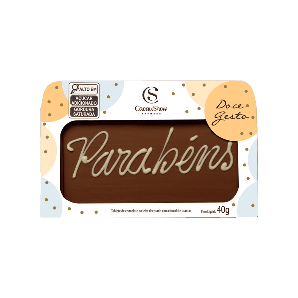 CS Tablete ao Leite Chocoarte Parabéns 40g