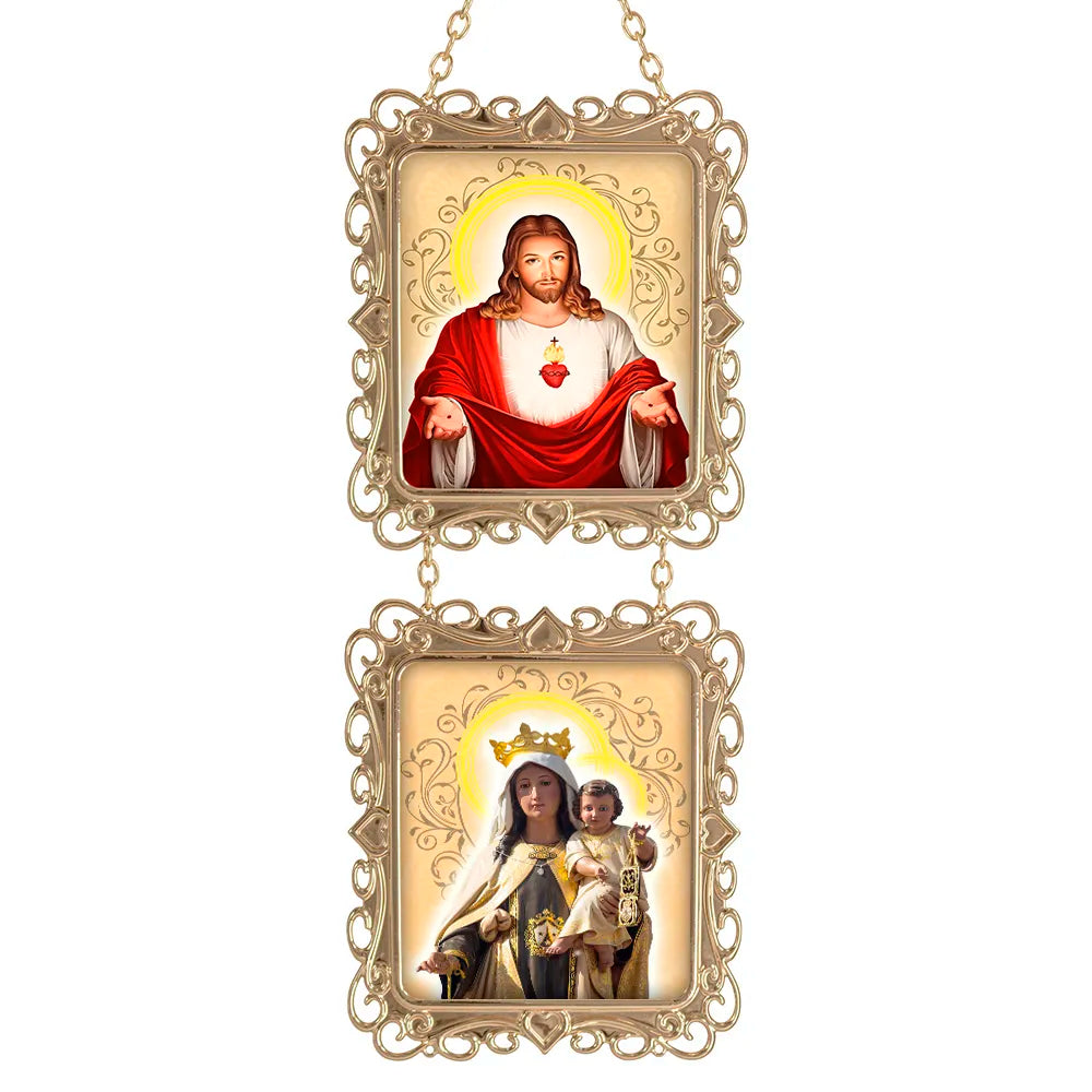 Enfeite Parede com Imagem Acrilico (Jesus e Maria c/menino Jesus)