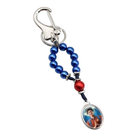 Chaveiro terco Carlo Acutis Azul