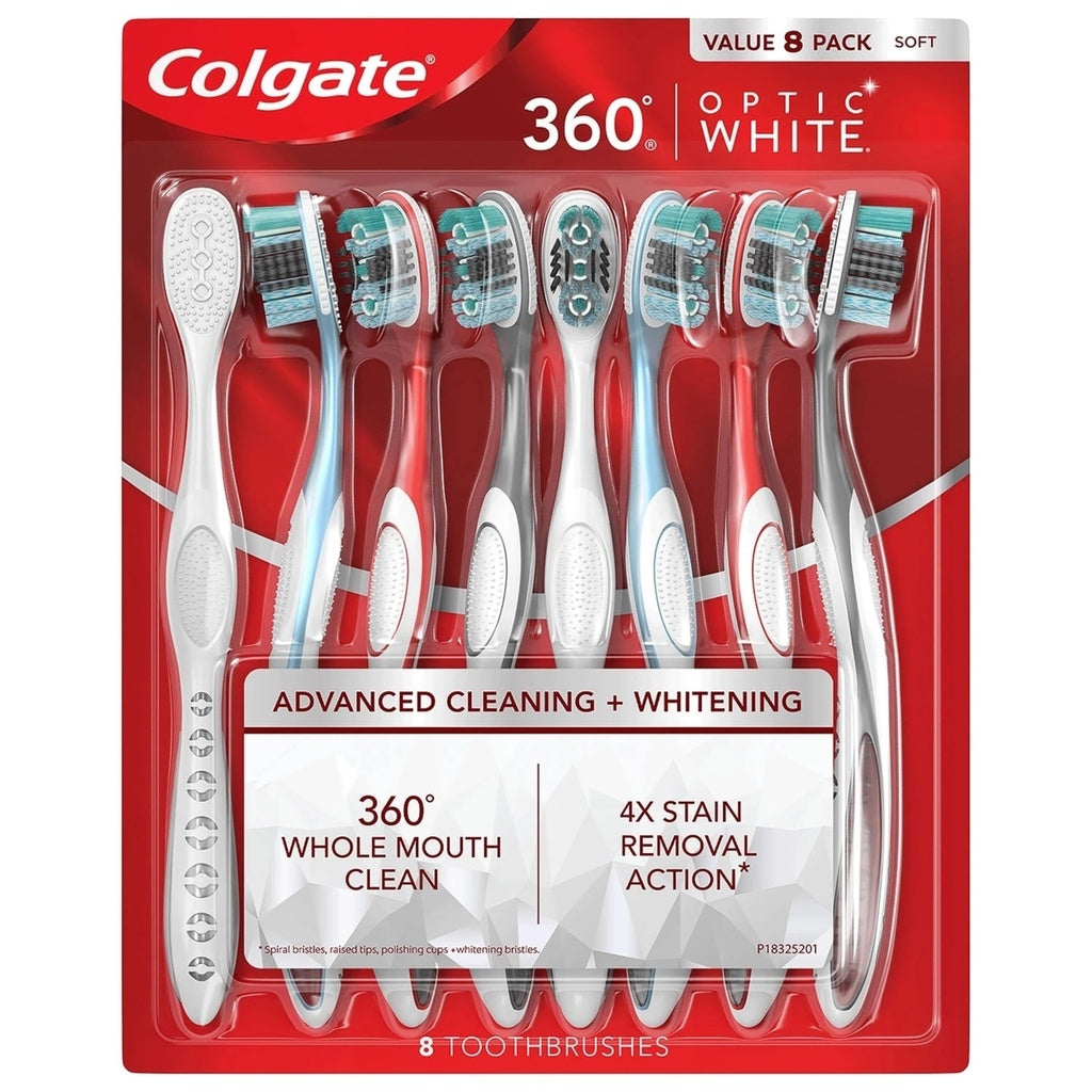 Colgate Optic White 360 Manual Toothbrush Soft (8 Pack)