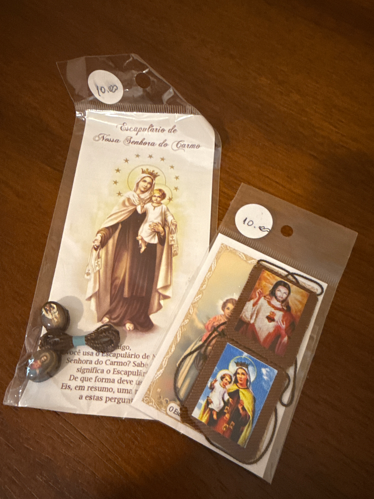 Escapulario Nossa Sra do Carmo (tecido ou madeira Farlla)