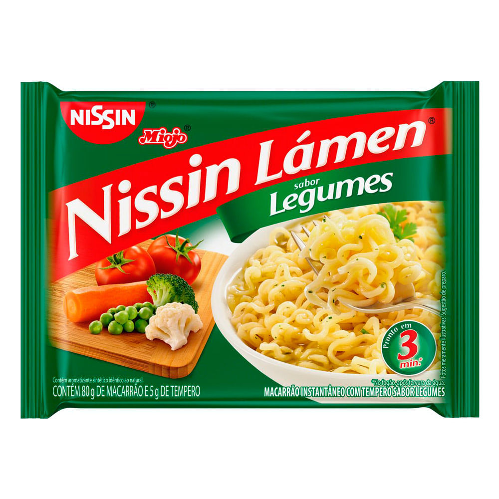 Macarro Instantneo Nissin Lmen Sabor Legumes 80g