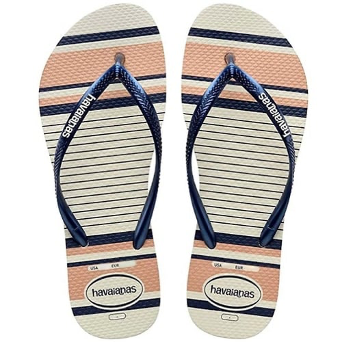 Sandalia Havaiana Kids Slim Nautical Branco/Marinho