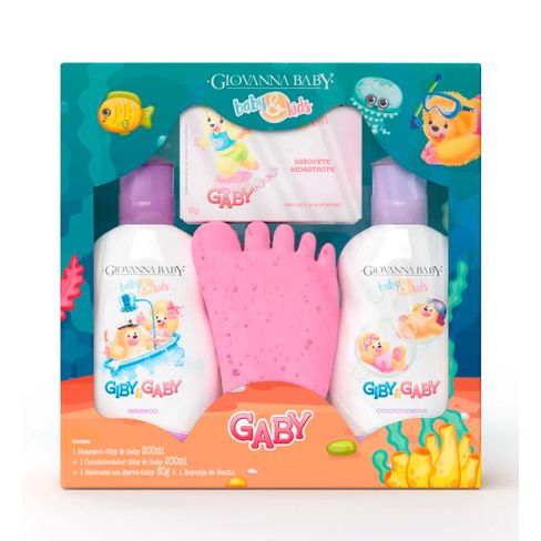 Kit Infantil Giovanna Baby Gaby Hora Do Banho Shampoo 200ml + Condicionador 200ml + Sabonete Em Barra 90g + 1 Esponja De Banho Rosa