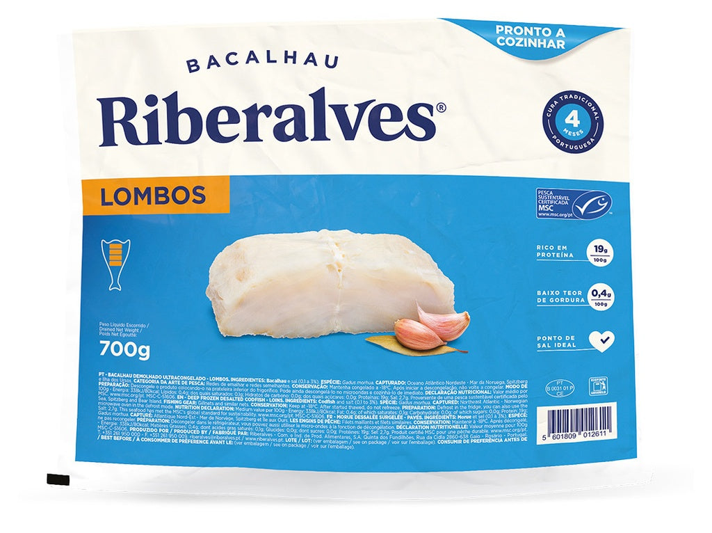 Bacalhau Riberalves Lombos 4 Meses Cura Msc 700g