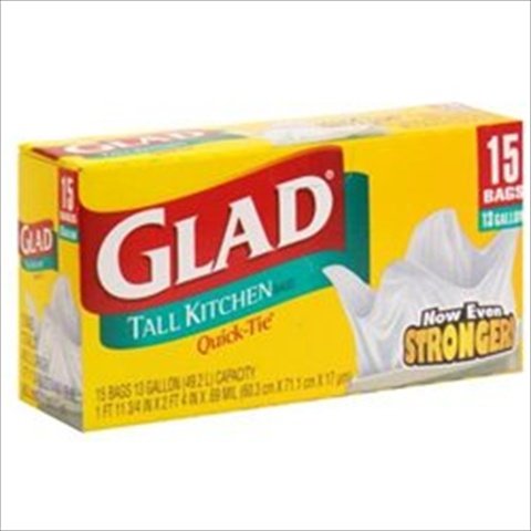 Glad Tall Kitchen Bags  Quick-Tie  15 Bags