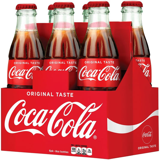 Coca-Cola Classic Cola Soda Pop  8 Fl Oz Glass Bottles  6 Pack